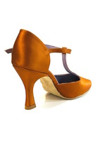 Merlet LARA-1720-301-Ballroom Shoes 3" Suede Sole Satin-DARK TAN