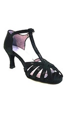 Merlet SABINE-1388-001-Ballroom Shoes 2.5" Suede Sole Canaula Leather-BLACK