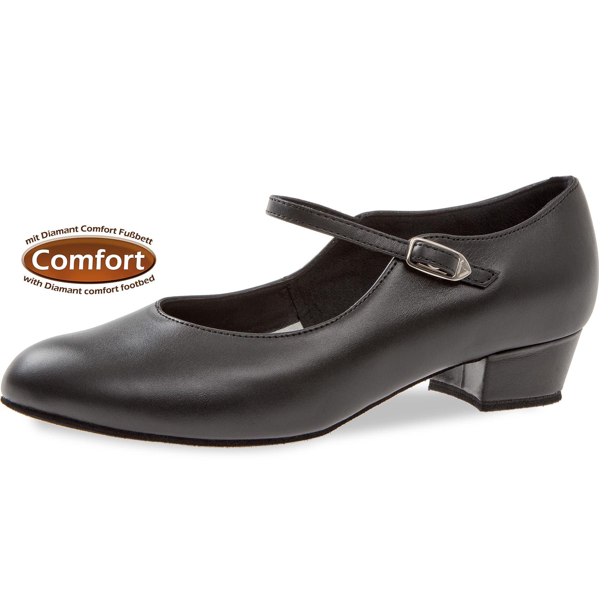 Diamant 050-029-034-Soulier de Danse 1" Talon Carré Semelle Suede Cuir-NOIR