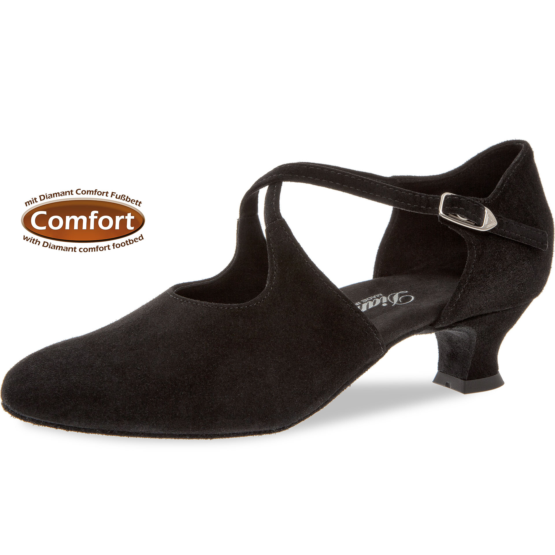 Diamant 052-112-001-Soulier de Danse 1.5" Semelle Suede Largeur Large Suede-NOIR