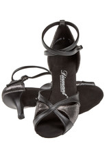 Diamant 141-058-420-Ballroom Shoes 3'' Slim Suede Sole-BLACK LEATHER / PLATINUM SUEDE