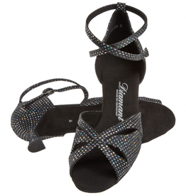 Diamant 141-077-183-Ballroom Shoes 2'' Flare Suede Sole-BLACK/SILVER HOLOGRAM
