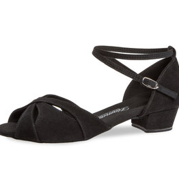 Diamant 141-129-001-Ballroom Shoes 1'' Bloc Heel  Suede Sole-BLACK SUEDE