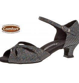 Diamant 144-011-183-Ballroom Shoes 1.5" Suede Sole-BLACK/SILVER HOLOGRAM