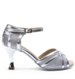 Capezio ELISA-BR4008W-Ballroom Shoes 2.5" Suede Sole Metallic Nappa Leather-SILVER
