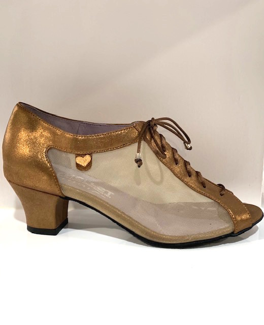 Merlet PARMA-1447-130-Ballroom Shoes 1.7" Suede Sole Velvet Metallic-BRONZE