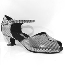 Diamant 001-011-138-Ballroom Shoes 1.5" Suede Sole Puntino Leather-BLACK / SILVER