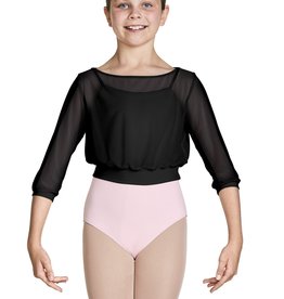 Bloch CZ8106-Tazanna 3/4 Sleeve Mesh Top-BLACK-4-6