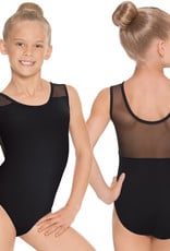 Eurotard 44586C-Leotard Enfant  Avec Insertion de Mesh-NOIR-LARGE