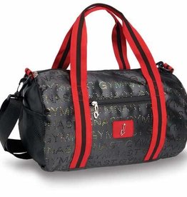 Danshuz B20528-Punch Hole Glitter Gymnast Duffel-BLACK/RED