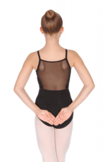 Bloch CL4997-Ryli Diamante Trim Waist Mesh Back Cami Leotard-BLACK-CHILD 12