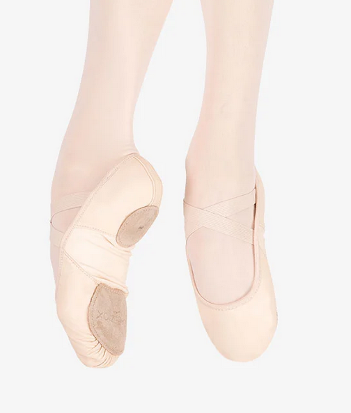 Capezio 2038C-Hamani Leather Ballet Split Sole With 4 Way Stretch Neoprene Insert Child