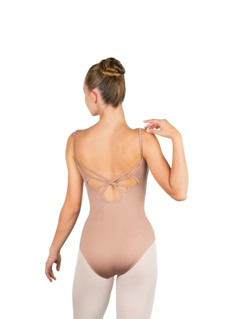 Ballet Rosa AURA-Leotard With Stretch Lace Sweetheart Strap design-CAFÉ AU LAIT-42 (L)