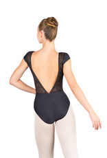 Ballet Rosa MAEVA-Leotard Manches Courtes Col Bateau Dos V-NOIR-38 (S)