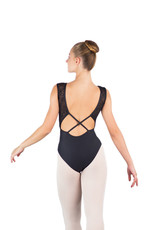 Ballet Rosa HARMONIE-Asymmetrical X-Back Leotard With Lace-NOIR-38 (S)