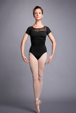 Bloch L3549-VIDALIA-Mesh Wrap Back Weave Trim Short Sleeve Leotard