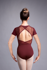 Bloch L3549-VIDALIA-Mesh Wrap Back Weave Trim Short Sleeve Leotard