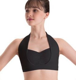 MotionWear 3078-Overlay Halter Bra Top-BLACK