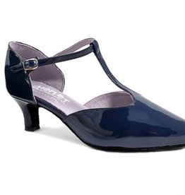 Merlet ADELINA-Ballroom Shoe 2'' Suede Sole Charol Patent Leather-NAVY