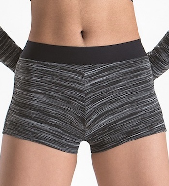 MotionWear 7028-Plush Elastic Waistband Flatlock Short-BLK/GRAY - Artiste  Claude dancing shop