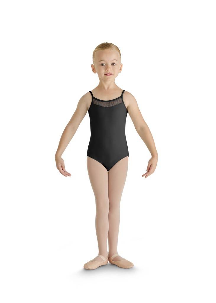 Bloch CL8857-Glitter Bow Tulle Front Twin Bow Back Camisole Leotard-BLACK-8-10