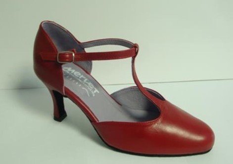 Merlet NINA-Ballroom Shoes 2.5" Suede Sole Metis Leather-CHERRY