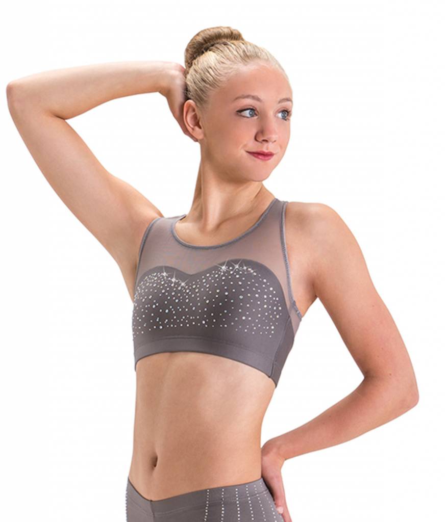 MotionWear 4471-523-Rhinestone Sweetheart Bra-GRAY-MEDIUM