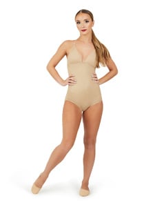 3765W-Plunge Front Deep Back Foundation Leotard-NUD