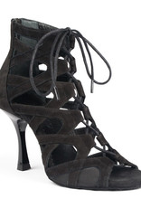 Portdance PD804 NET-Ballroom Shoes 3.2'' Suede Sole Nubuck-BLACK