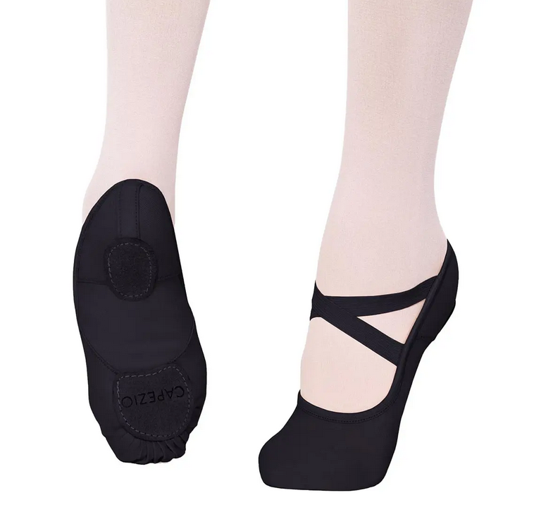 Capezio 2037W-Hamani Soulier de Ballet Adulte en Canevas Extensible 4 Sens 2 Semelles