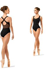 Bloch L4325B-Hanoko Leotard à Bretelles Larges Croisées Insertion de Mesh-NOIR -XSMALL