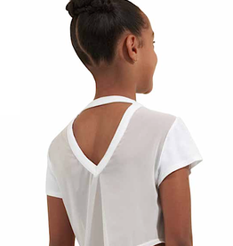 Bloch Z9352-Selene Loose Fit Mesh BackCropped T-Shirt-WHITE LARGE