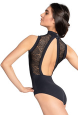 SoDanca RDE-2190-Mock Neck Leotard Mesh Insert-BLACK