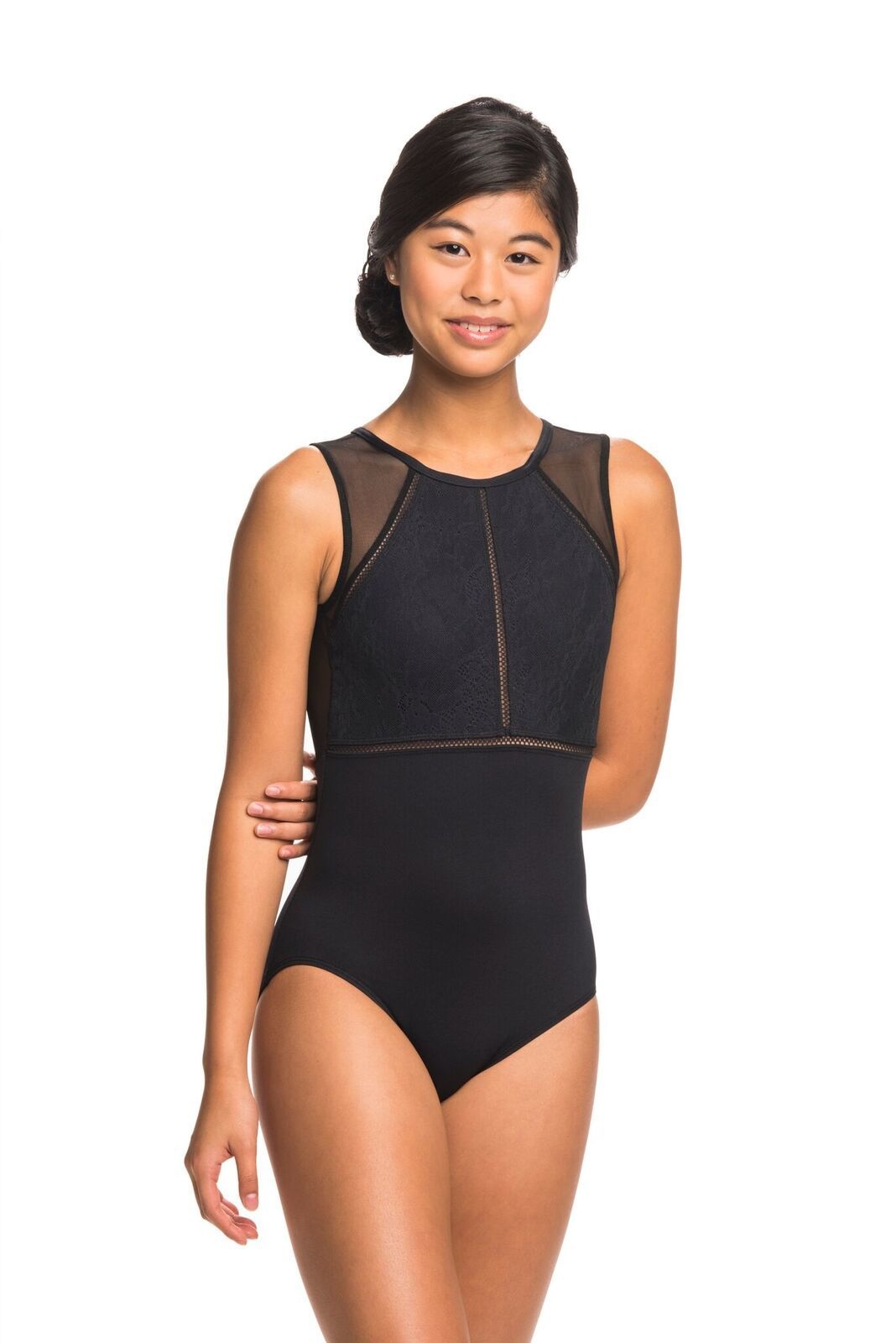 AinslieWear 1028KL-Coco Maillot avec Dentelle Kara-NOIR XL