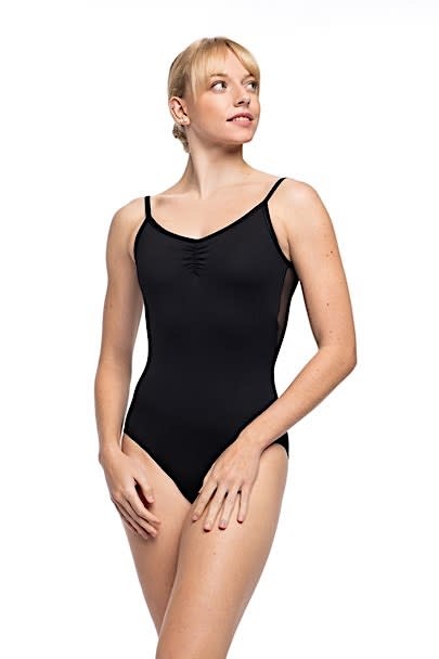 AinslieWear 136ME-Allegra Leotard Pince Insertion Mesh-NOIR-XL