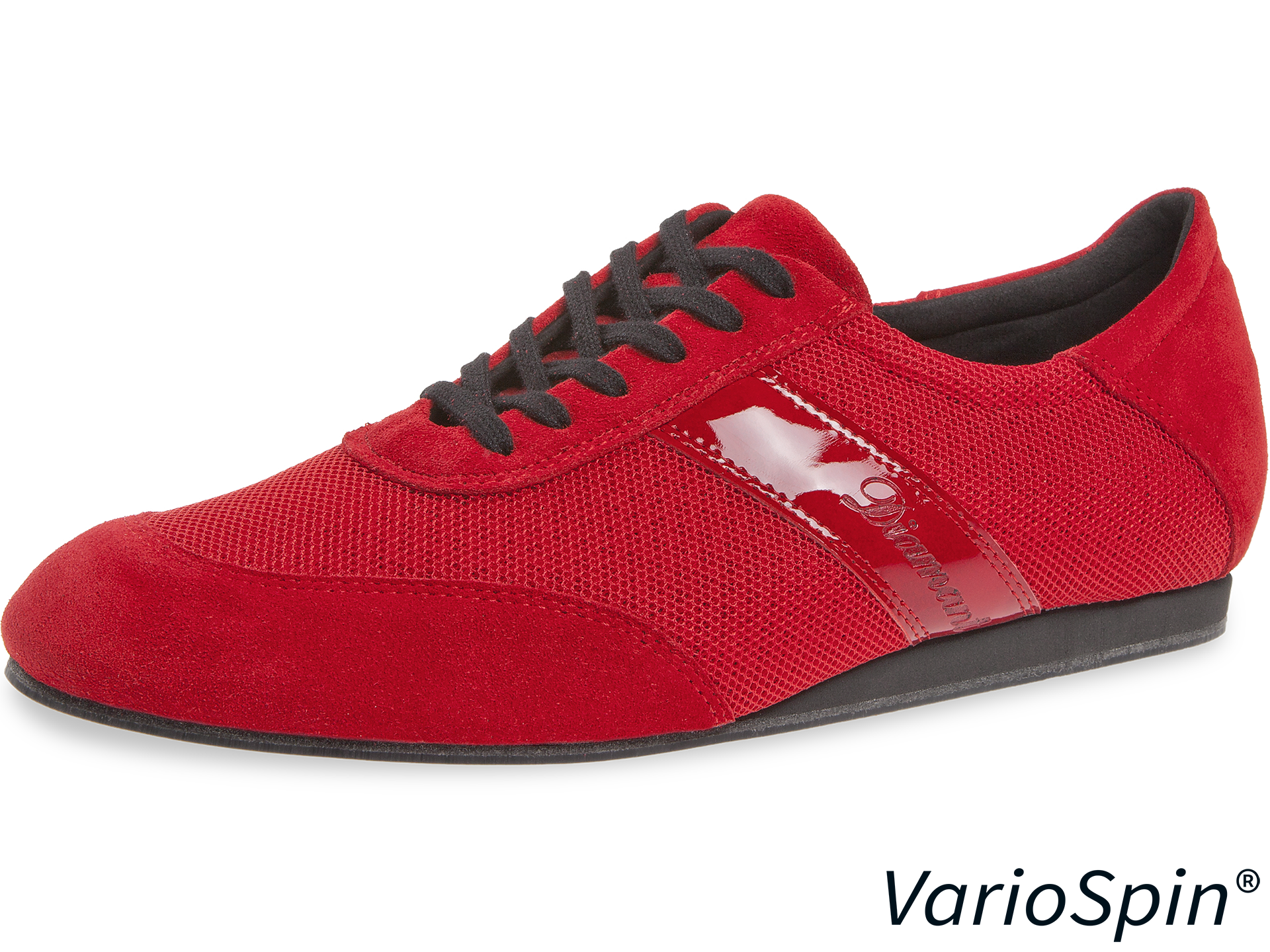 Diamant 192-425-579-V-Ballroom Shoes Plastic VarioSpin Sole Suede Mesh-RED