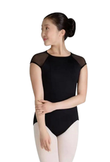 Capezio SE1076W-Raglan Sleeve High Neck Leotard-BLACK-XLARGE