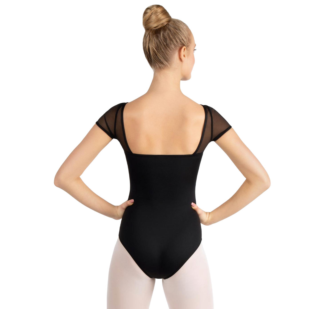 Capezio SE1039W-Mesh Yoke Short Slleve Leotard