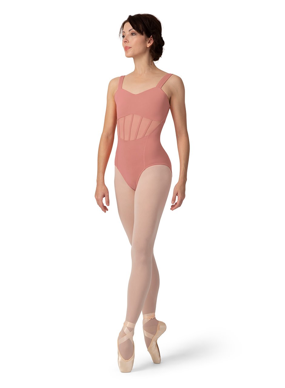 Bloch L9627-Sweetheart Neckline Corset Detail Wide Strap Camisole Leotard