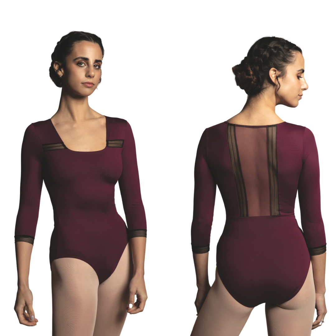 Intermezzo 31610-Leotard Manches 3/4 Détails Mesh de et Ruban d'ornement