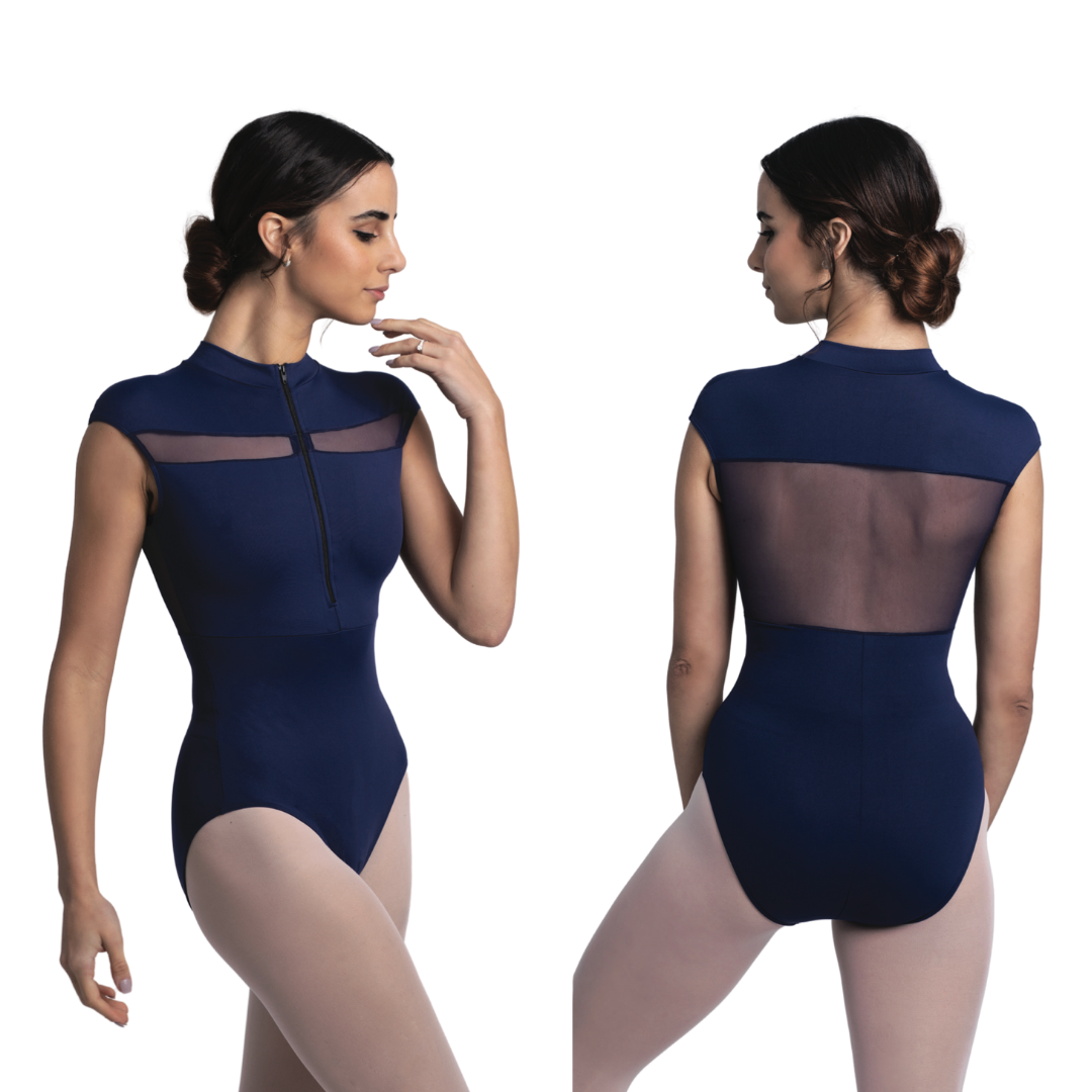 Intermezzo 31618-Turtleneck Cap Ssleeve Leotard Mesh details