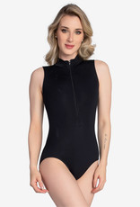 SoDanca SL171-Zip Front Mock Neck Leotard-BLACK