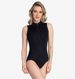 SoDanca SL171-Zip Front Mock Neck Leotard-BLACK