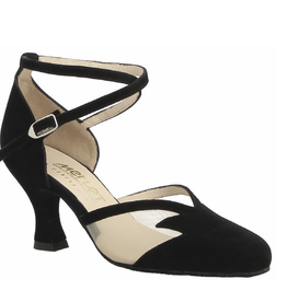 Merlet CHOLET-1404-001-Ballroom Shoes Suede Sole 2.5" Velvet Leather-BLACK