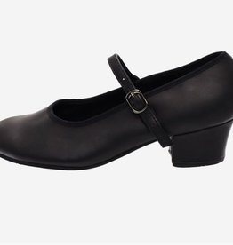 Sansha CL05-Character Shoes Cuban heel Leather-BLACK