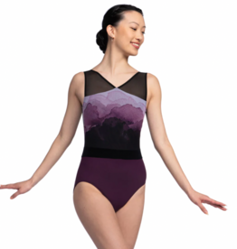 AinslieWear 1132AU-Leotard Giana Imprimé Aura Aubergine