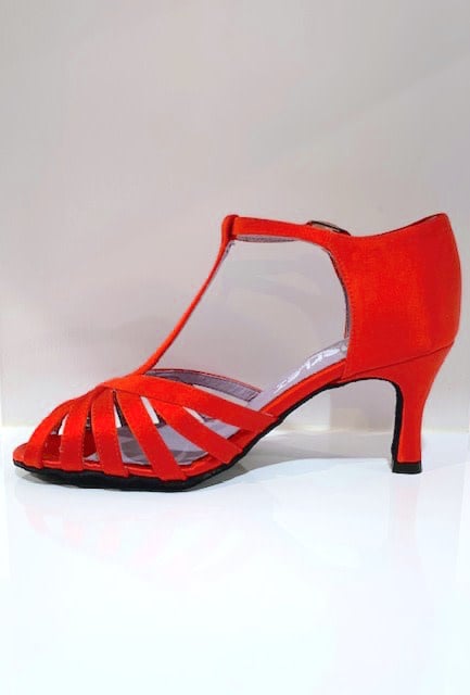 Merlet SABINE-1720-232-Ballroom Shoes 2.5" Suede Sole Satin-RED