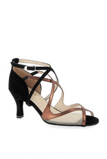Merlet SABRI4-1404-087-Ballroom Shoes 2.5" Suede Sole Velvet / Metallic leather-BLACK/BRONZE