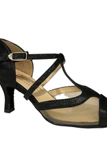 Merlet SABRINA-1388-Ballroom Shoes 2.5" Suede Sole Canaula leather-BLACK