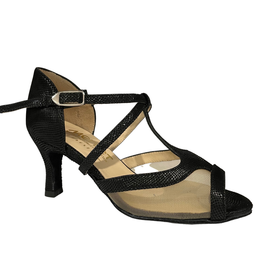 Merlet SABRINA-1388-Ballroom Shoes 2.5" Suede Sole Canaula leather-BLACK